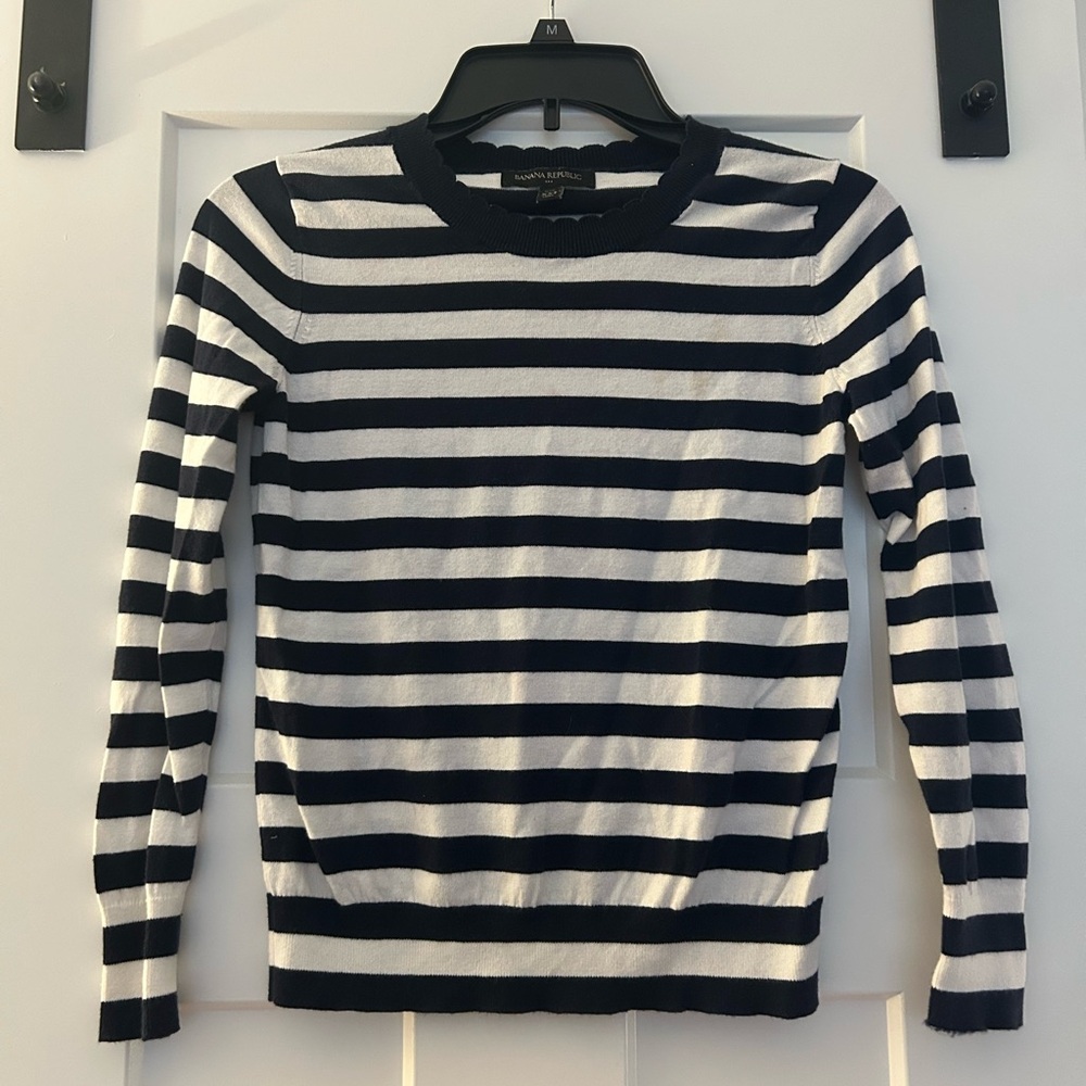 Banana Republic Black and White Striped Sweater